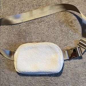 Cream Textured Belt Bag